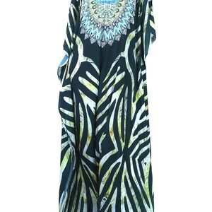Black and White Kaftan-Long Caftan Animal Print